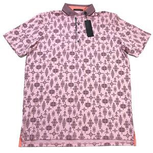 Greyson Shirt Mens Large Pink Spirit World Polo Golf Performance Stretch Aztec